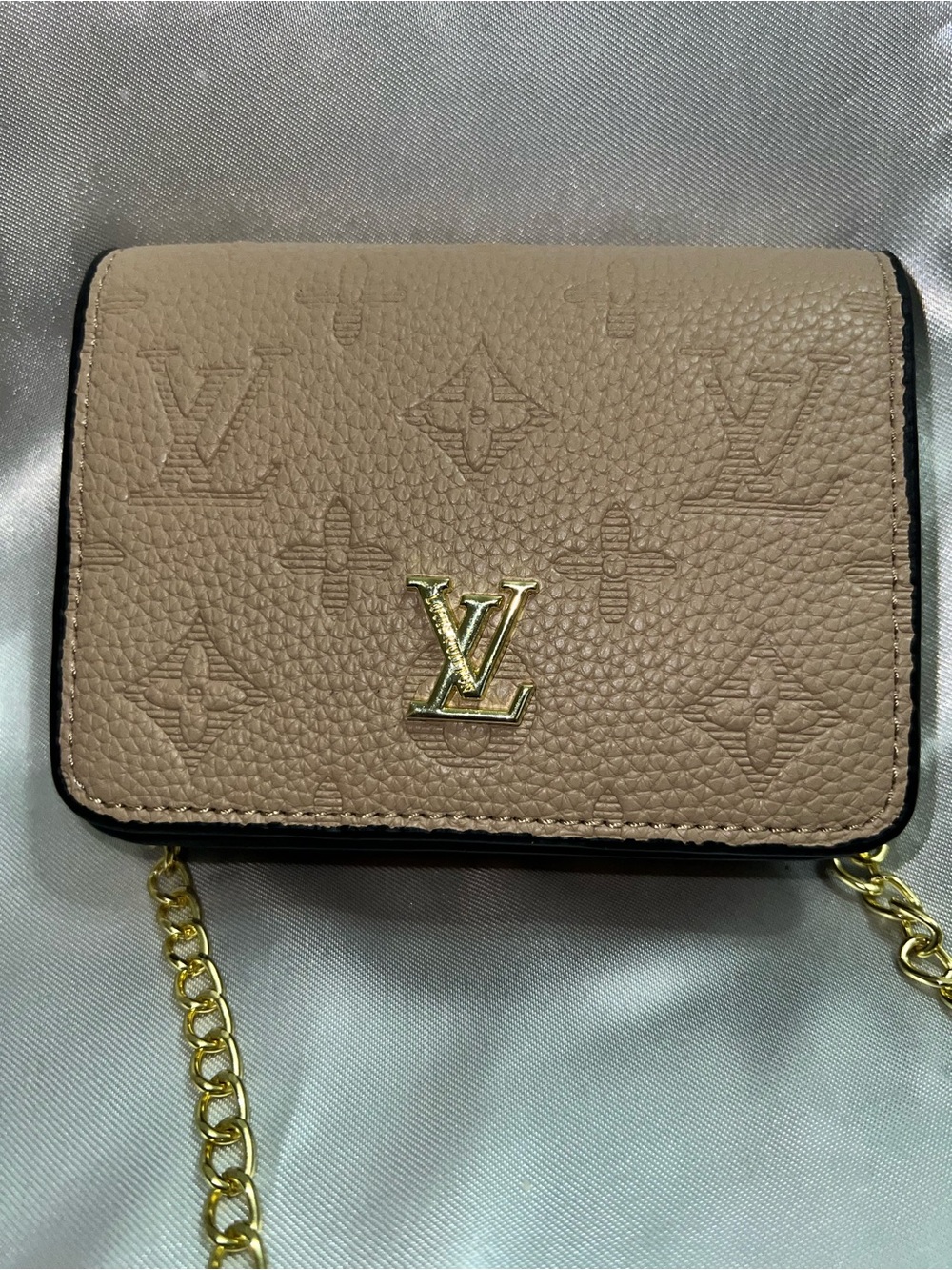 L-Beige Monogram Mini Chain Crossbody
